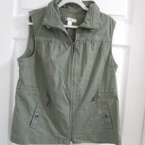 CJ BANKS VEST Drawstring Waist/Collar Size X Green